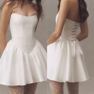 BHLDN White Strapless Corset Mini Dress